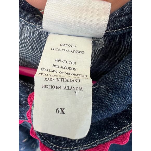 Vintage Floral Denim Carters girls button front dress with collar size 6x. - Picture 6 of 6